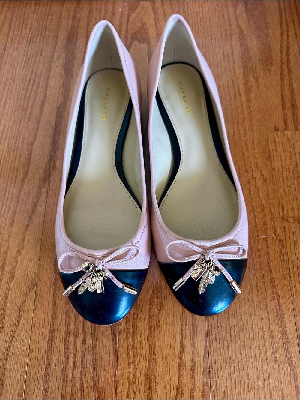 Coach Ballet Flats Women Size 7,5 Pink /Black Leather